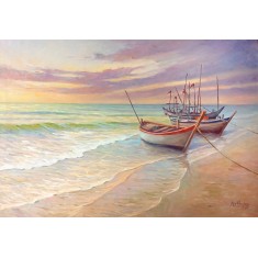 Aurangzib Hanjra, 24 x 36 Inch, Oil on Canvas, Seascape Painting, AC-AZH-034